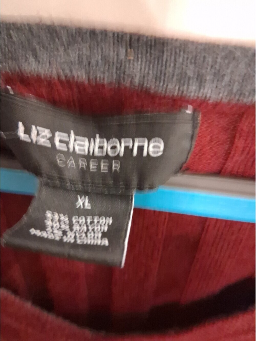Liz Claiborne Women's Burgundy Sweater Blouse Long Sleeve - Size Extra Large I2 - Picture 4 of 6